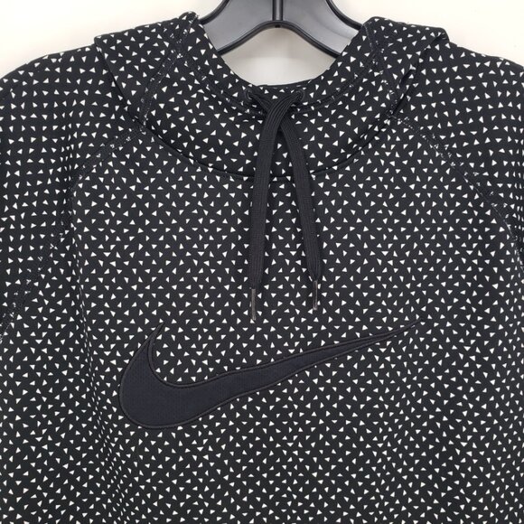 Nike Geometric Print‎ Hoodie Sweatshirt L Womens Pullover Black White - Picture 6 of 8